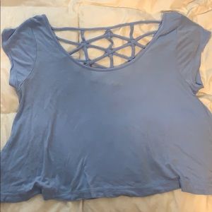light blue crop top
